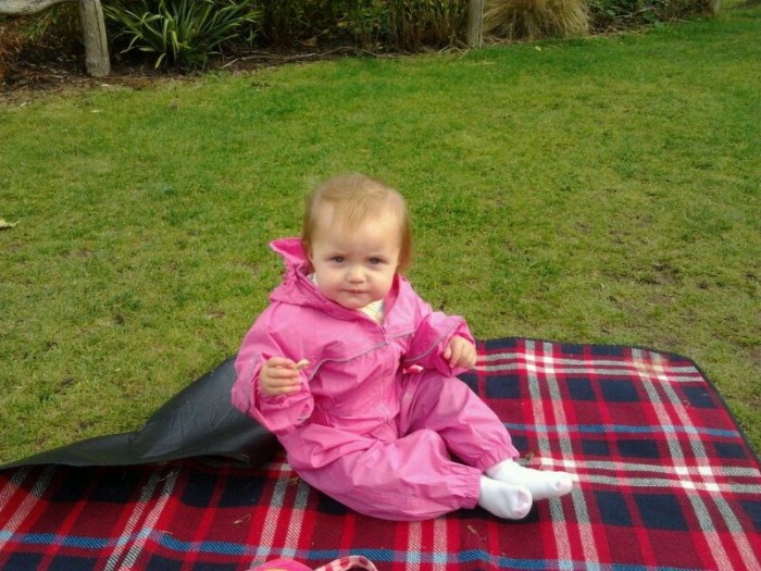 Tessa in her fisherman outfit