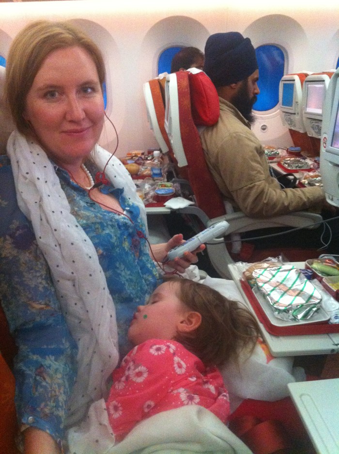 Sleeping on the plane on the way to London